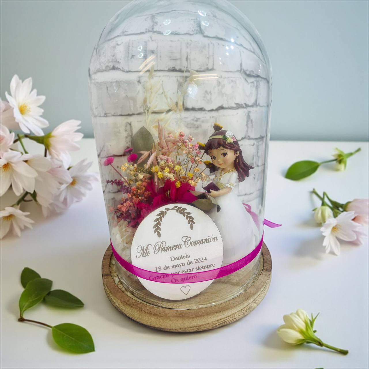 ¡CÚPULA PERSONALIZADA de COMUNIÓN con FIGURA y FLORES!