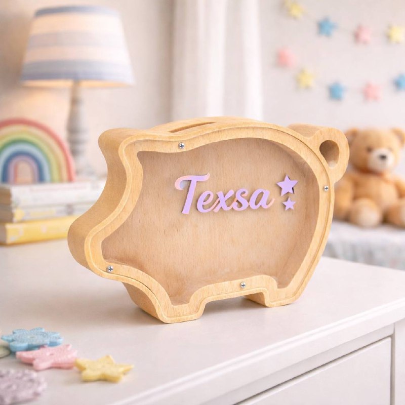 ¡HUCHA INFANTIL DE MADERA PERSONALIZADA CON NOMBRE!