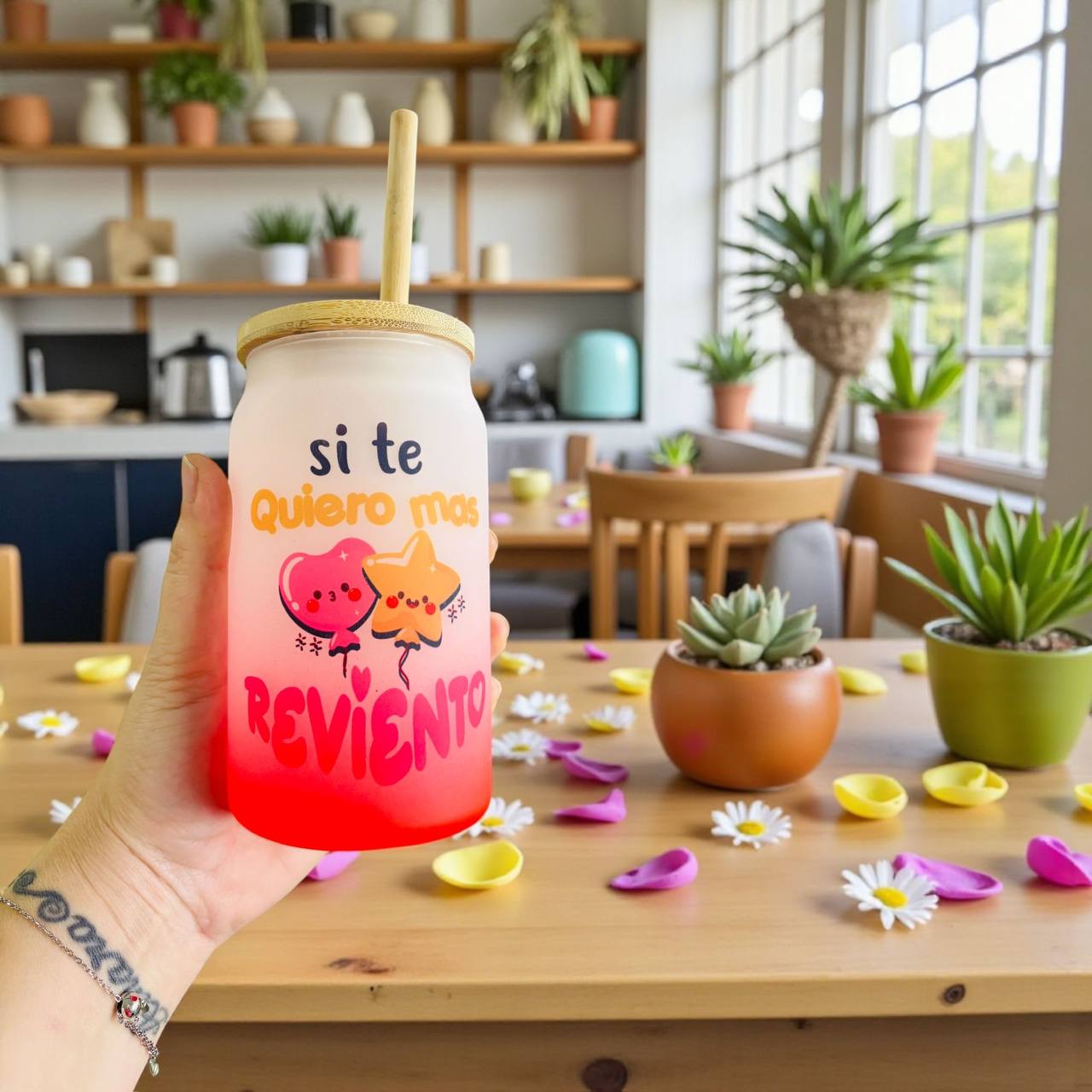 ¡VASO TÉRMICO CON PAJITA DE BAMBÚ Y DISEÑO ORIGINAL!