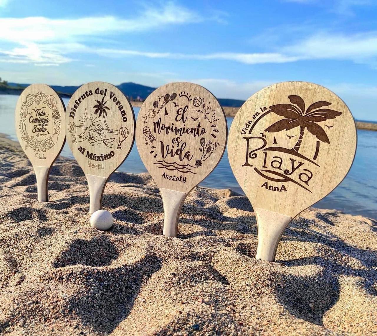 ¡PALA DE PLAYA PERSONALIZADA CON NOMBRE Y DISEÑO GRABADO!
