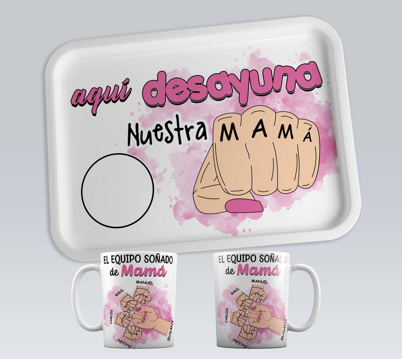 ¡BANDEJA de DESAYUNO PERSONALIZADA con TAZA y NOMBRE!