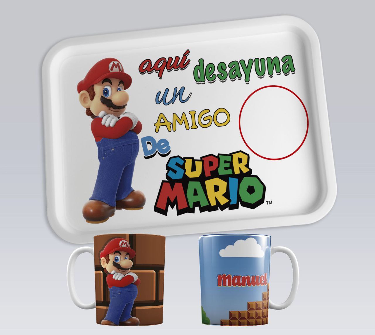 ¡BANDEJA de DESAYUNO PERSONALIZADA con TAZA y NOMBRE!