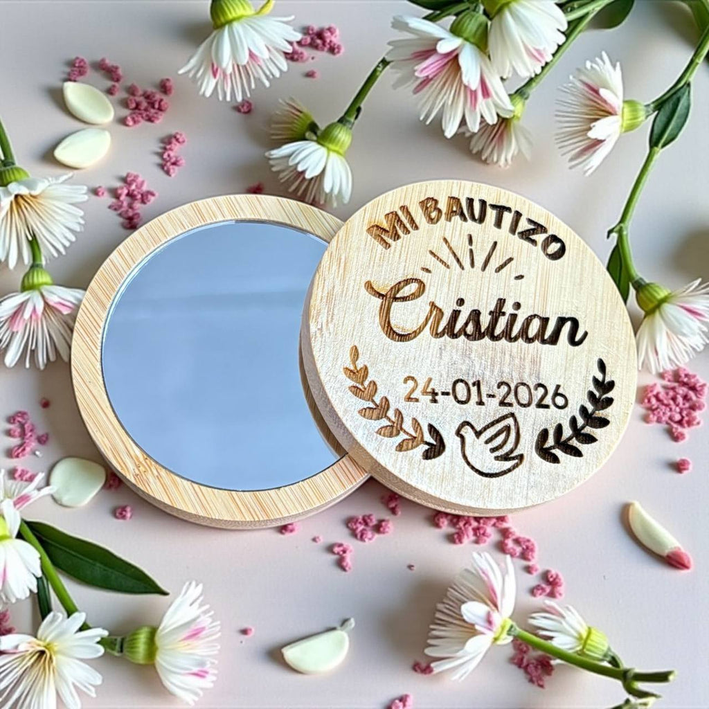 ¡ESPEJO de MADERA PERSONALIZADO para BAUTIZO!