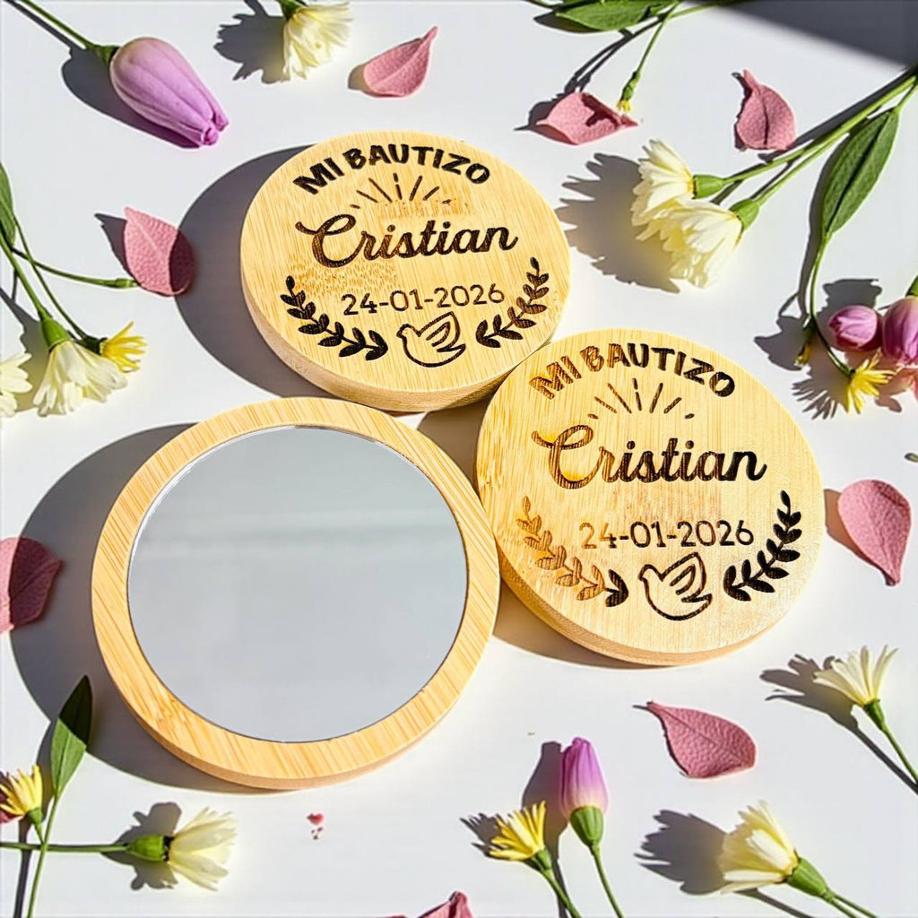 ¡ESPEJO de MADERA PERSONALIZADO para BAUTIZO!